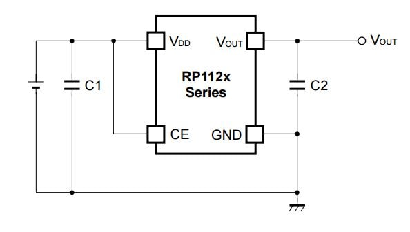 Application Circuit Diagram - Nisshinbo RP112x Low Noise LDO Regulators